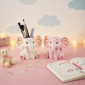 Portapenne in Resina Elefante Cartoon Scatola di Immagazzinaggio di Cancelleria da Scrivania Simpatico Organizzatore da Scrivania Regalo Studente