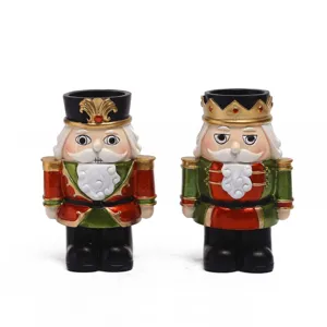 Set portacandele Schiaccianoci in resina decorazione natalizia da tavolo festiva casa