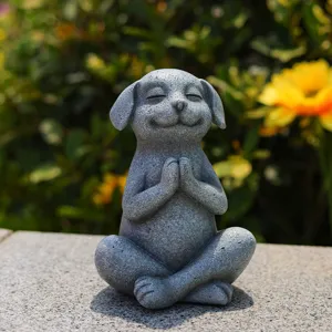 Meditating yoga dog statue resin craft home garden decor Zen ornament sculpture sculpture