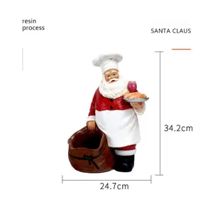 Weihnachten Weihnachtsmann Harz Figur Ornament mit Tablett, Feiertag Deko Detailansicht