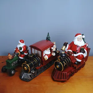 Weihnachten Kunstharz Weihnachtsmann Deko Set, feine Tischdekoration für Feiertage.