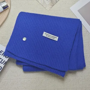 Cozy solid color knitted scarf for women, thick warm winter shawl and stylish neckerchief.