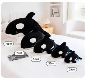 Cute orca plush toy killer whale soft doll marine animal stuffed pillow for kids gift