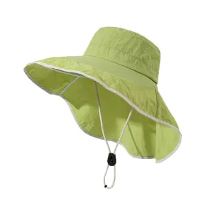 Women Wide Brim Sun Hat Outdoor UV Protection Fisherman Hat Neck Flap Summer Breathable Cap