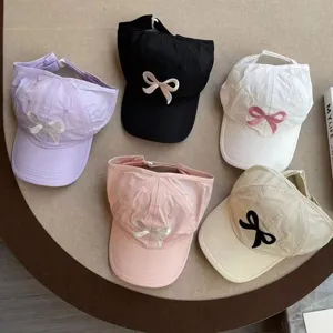 Bestickte Schleife Leere Oberseite Baseball Cap Kinder Sommer Sonnenschutz Visier Hut Verstellbare Outdoor Atmungsaktive Kappe