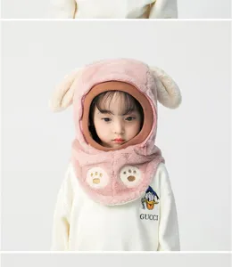 Kinderen winter winddicht pluche capuchon schattige oren warm baby muts stijlvol