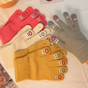 Cute funny monster knit gloves winter warm touchscreen gloves for women stylish thick