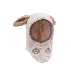 Kinderen winter pluche winddichte muts met transparant gezichtsscherm en leuke oren