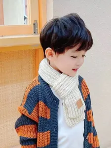 Cute kids knitted scarf autumn winter warm thick wool neck warmer for boys and girls