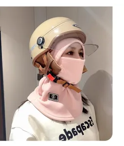 Winter thermal fleece cycling balaclava windproof face mask warm cap for women outdoor riding