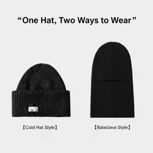 Herren Winter Strick Balaclava Mütze 2 in 1 dicker warmer winddichter Ski Gesichtsmaske