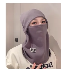 Winter thermal fleece balaclava face mask for women, windproof cycling ski hat and neck warmer.