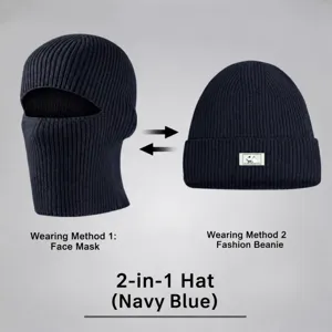Herren dicke warme Strickmütze Balaclava Winter Outdoor vielseitige 2-in-1 Gesichtsmaske