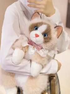 Zaino in peluche gatto ragdoll simulato carino borsa a tracolla morbida per bambini