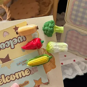 Cute 3d vegetable hair clips detail, fun corn broccoli chili design sweet style hair accessories
