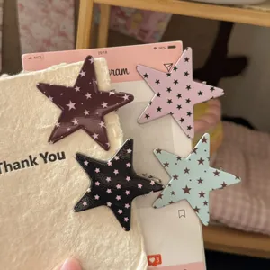 Korean style metal star hair clips set, cute sweet star printed hairpins for women and girls.