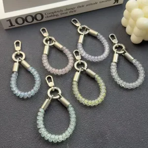 Short Phone Charm Anti Lost Lanyard Transparent Spiral Phone Strap Wrist Strap Cute Key Chain Bag Pendant Jewelry