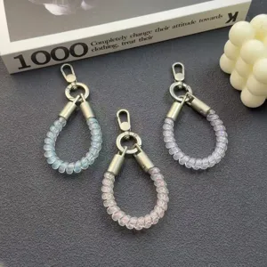Short phone chain telephone wire lanyard keychain bag pendant anti-lost transparent iridescent design