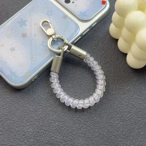 Short transparent telephone cord phone strap laser anti-drop wrist keychain charm pendant