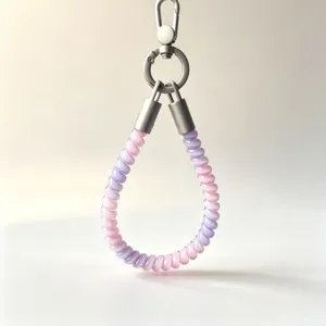 Colorful TPU telephone wire phone wrist strap with metal clasp, anti-lost lanyard for phone case.