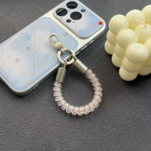 Short beaded phone charm lanyard cute wrist strap for smartphone case accessory