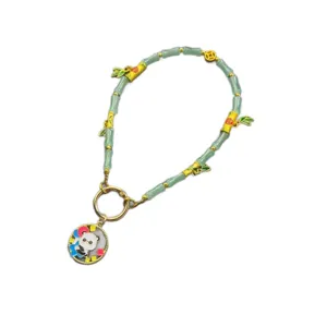 Chinese style cute panda pendant phone charm with green bamboo beads for bags and mobile phones.