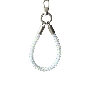 Colorful TPU telephone cord wrist phone lanyard with sturdy metal clasp anti-lost design.