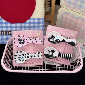 Lindo juego de pinzas para el cabello cuchara gato negro estilo cerámica tarjeta