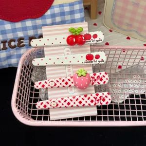 Sweet Cute Fruit Cherry Strawberry Apple Long Hair Clip Sweet Girl Bangs Duckbill Hairpin Hair Accessory