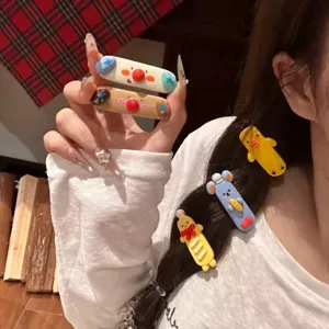 Mignonne Pince à Cheveux Animal de Dessin Animé en Résine Douce Fille Frange Pince Bec de Canard Accessoires de Mode pour Femmes