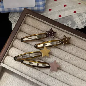 Korean Minimalist Polka Dot Star Acrylic BB Hair Clip Sweet Girl Bangs Hairpin Fashion Hair Accessories For Women