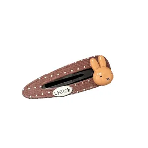 Pince à cheveux lapin pois marron mignon fille douce côté clip tout-petit accessoire