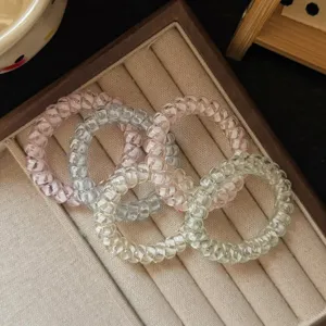 Candy Color Striped Transparent Telephone Wire Hair Ties Resin Spiral Hair Ropes Sweet Girls Hair Accessories