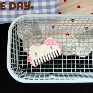 Lindo pasador de pelo de gato de píxeles rosa blanco peine horquilla para niñas