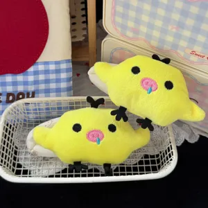 Simpatica molletta per capelli in peluche anatra gialla grande stile cartone animato