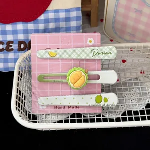Cute durian fruit hair clip set 3 pieces sweet girl duckbill hairpin fashion hair accessories