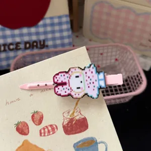 Lindo pasador de pelo de conejo píxel rosa horquilla dulce accesorios para el cabello