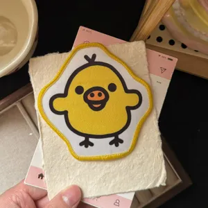 Χαριτωμένο κίτρινο κοτοπουλάκι κεντημένο patch τσιμπιδάκι, αξεσουάρ μαλλιών για κορίτσια.