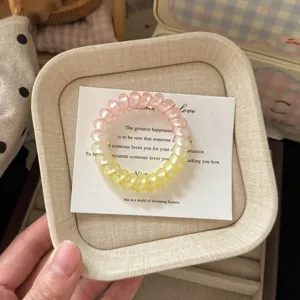 Elastico per capelli a filo di telefono rosa sfumato coreano corda resina per coda cavallo