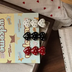 Sweet Polka Dot Heart Hair Clip Cute Resin Duckbill Hairpin Fashion Hair Accessories For Women Daily Styling Hair Jewelry
