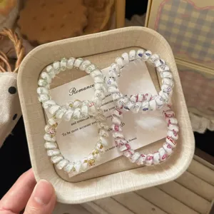 Colorful butterfly telephone wire hair bands, sweet clear ponytail rope for cute daily style.