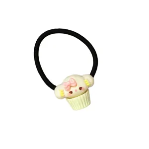 Süßes Cartoon Welpe Cupcake schwarzes Haargummi für Mädchen, schönes Zopfgummi.