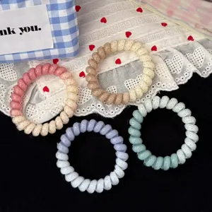 Gradient Polka Dot Telephone Wire Hair Tie Plastic High Elastic Hair Rope Ponytail Holder Hair Accessories For Women