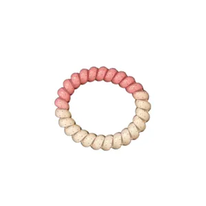 Gradient pink polka dot telephone wire hair tie, sweet spiral hair band for cute daily ponytails.