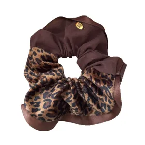 Chouchou à motif léopard marron élégant élastique à cheveux en tissu accessoires de mode pour femmes