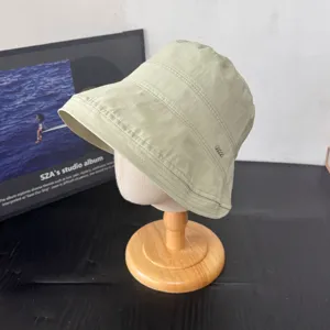 Sombrero de pescador verde claro estilo japonés para mujer, sombrero de sol transpirable.