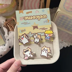 Set di graziosi fermagli per capelli gatto cartone animato emoji divertenti becchi anatra