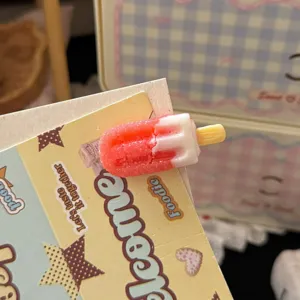 Close-up shot of a cute ice cream hair clip detail, showing frosted texture and sweet candy colors.