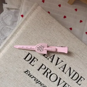 Cute pink rhinestone shovel hair clip sweet girlish metal duckbill hairpin hair accessory
