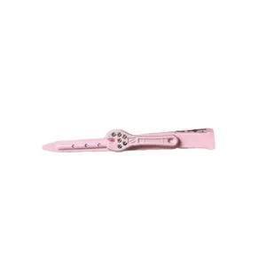 Pink rhinestone wrench shape duckbill hair clip sweet girl style hair accessory for daily wear